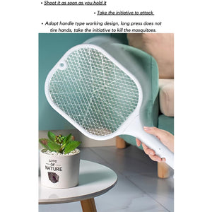 1747 Mosquito Killer Racket  Rechargeable Automatic Electric Fly Swatter  Mosquito Zapper Racket With Uv Light Lamp  Mosquito Swatter With Usb Charging Base  Electric Insect Killer Racket Machine Bat