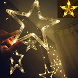 12 Stars LED Curtain String Lights with 8 Flashing Modes for Home Decoration, Diwali & Wedding LED Christmas Light Indoor and Outdoor Light ,Festival Decoration  (Warm White / With Box)