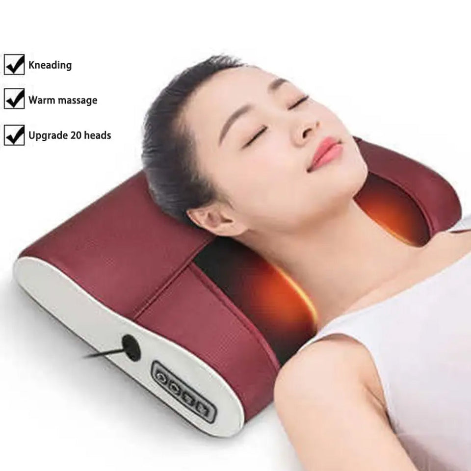 Electric Neck Waist Back Massager Neck Massager Multipurpose Neck Massage Pillow Deep Tissue Massage Nodes Electric Pillow with Heat for Shoulders Calf Legs Feet Hands