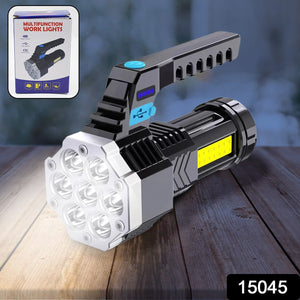 Portable Flashlight / Torch  COB 7LED Hand Light USB Rechargeable Light with Side Light (1 Pc)