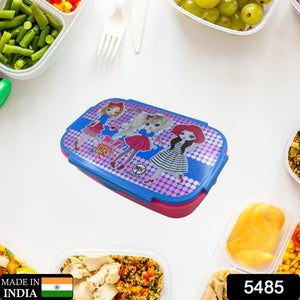 CARTOON PRINTED PLASTIC LUNCH BOX WITH INSIDE SMALL BOX & SPOON FOR KIDS, AIR TIGHT LUNCH TIFFIN BOX FOR GIRLS BOYS, FOOD CONTAINER, SPECIALLY DESIGNED FOR SCHOOL GOING BOYS AND GIRLS