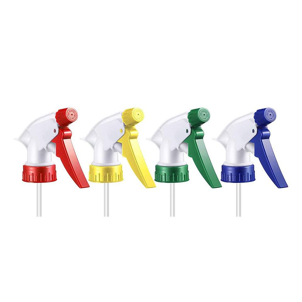 Replacement spray bottle nozzle with trigger, plastic, includes pipe for consistent spray.