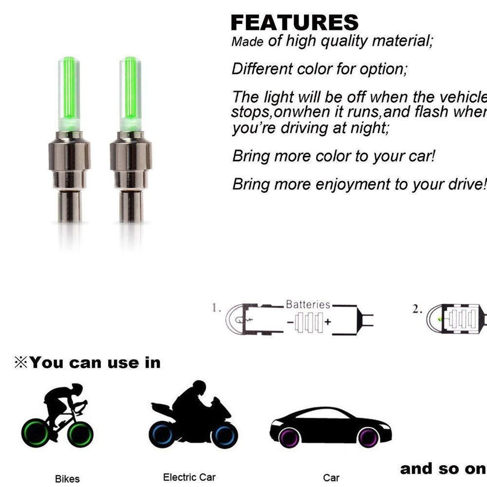 0543 Led Flash Light Lamp Tyre Wheel Valve Sealing Caps