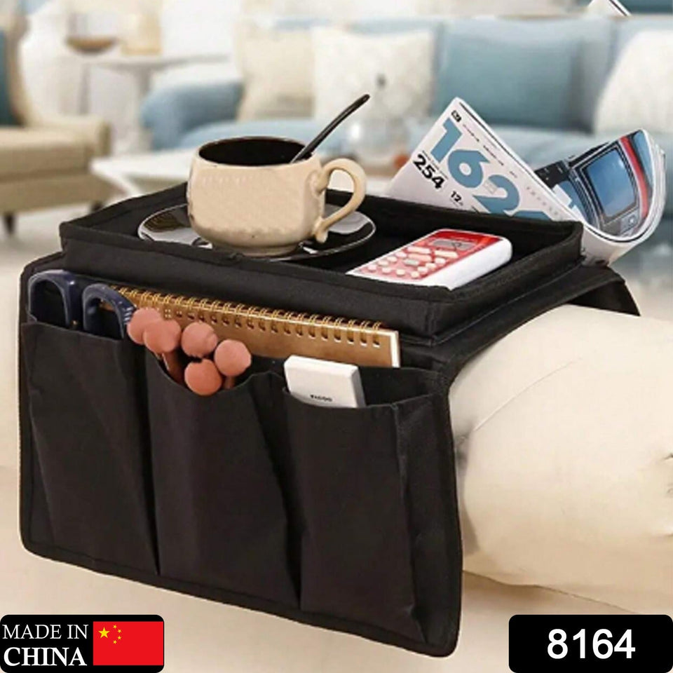 Sofa Arm Rest Hanging Storage Bag, Storage Bag for Sofa Ideal for Sorting Magazines Books (Black)