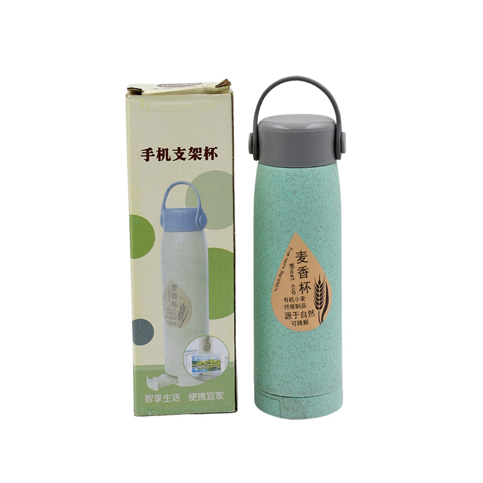 High Portable Water Bottle, Creative Wheat Fragrance Glass Bottle Water with Mobile Phone Holder Wide Mouth Glass Water 380ml (MOQ :- 80 pc)