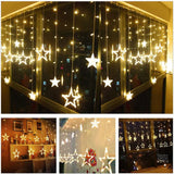 12 Stars LED Curtain String Lights with 8 Flashing Modes for Home Decoration, Diwali & Wedding LED Christmas Light Indoor and Outdoor Light ,Festival Decoration  (Warm White / With Box)