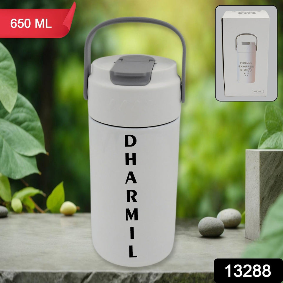 Customize Stainless Steel Mug / Bottle Vacuum Insulated Cup With Handle, Small Cup & Straw (650 ML)