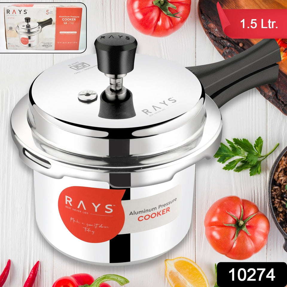 Aluminium Rays Aura Pressure Cookers With Outer Lid (1.5 Litres / 5-Year warranty)