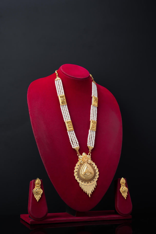 MOTI HAR RANI SET With Earrings, Gold Plated Jewellery Set