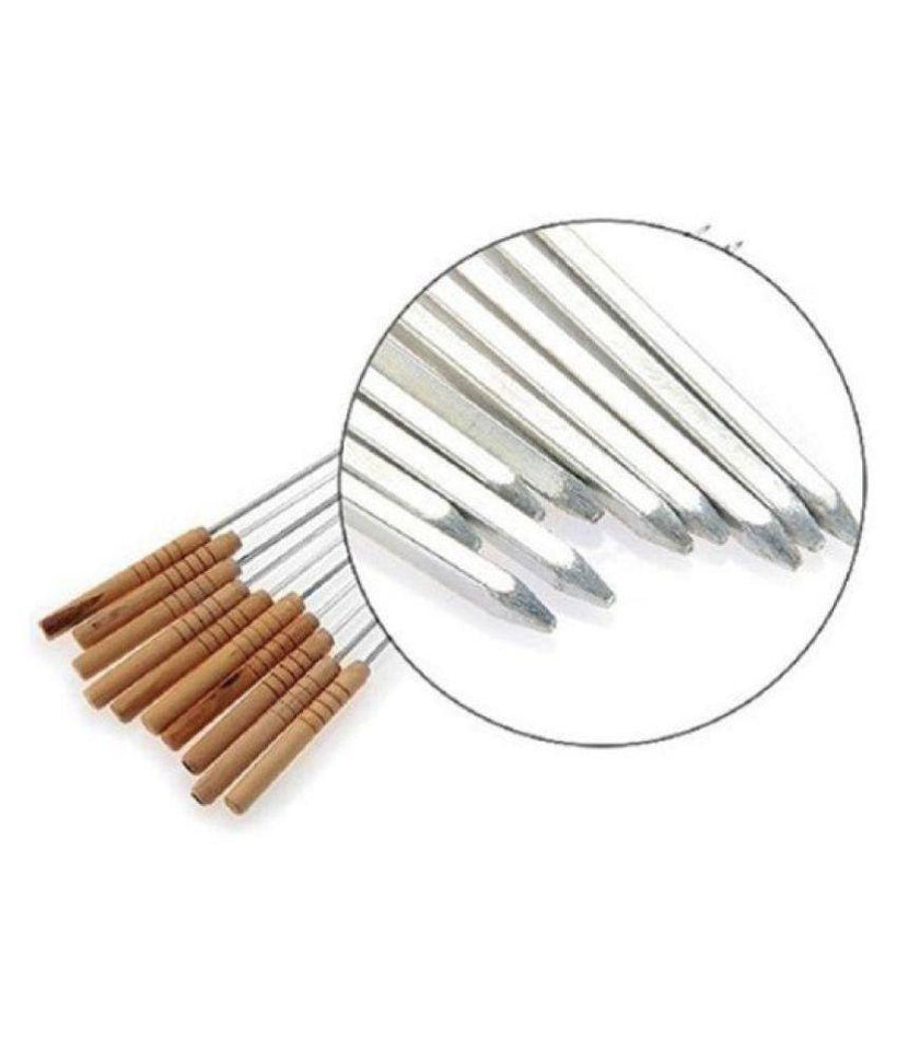 2228 Barbecue Skewers For Bbq Tandoor And Gril With Wooden Handle - Pack Of 12