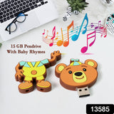 Portable Cartoon Shape Silicone USB Pen drive / Flash disk (15 GB With Baby Rhymes Song / 1 Pc)