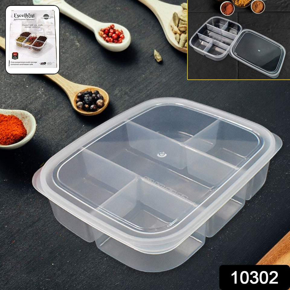 Plastic 5- Compartment Excellent container Reusable Lunch Box (1 Pc)