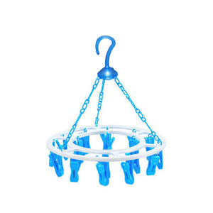 1367 Plastic Round Cloth Drying Stand Hanger With 24 Clips (Multicolour)