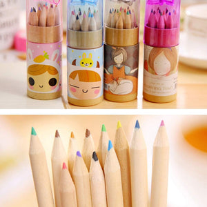 12 Colouring Pencils Kids Set, Pencils Sharpener, Mini Drawing Colored Pencils with Sharpener, Kawaii Manual Pencil Cutter, Coloring Pencil Accessory School Supplies for Kid Artists Writing Sketching