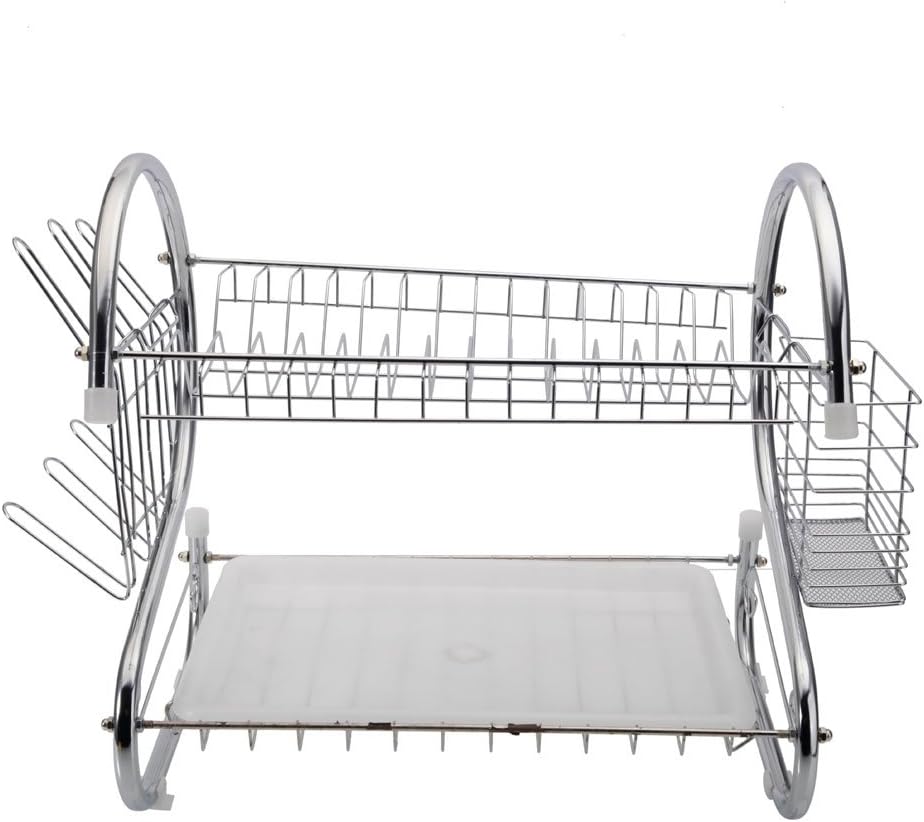 STAINLESS STEEL RECTANGLE DISH DRAINER RACK / BASKET WITH DRIP TRAY