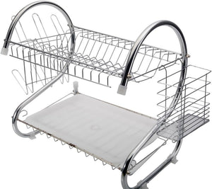 STAINLESS STEEL RECTANGLE DISH DRAINER RACK / BASKET WITH DRIP TRAY