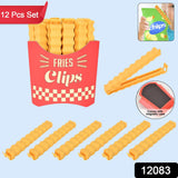 Cute French-Fries-Shaped Bag Clips With in a Magnetic Box (12 Pcs Set)