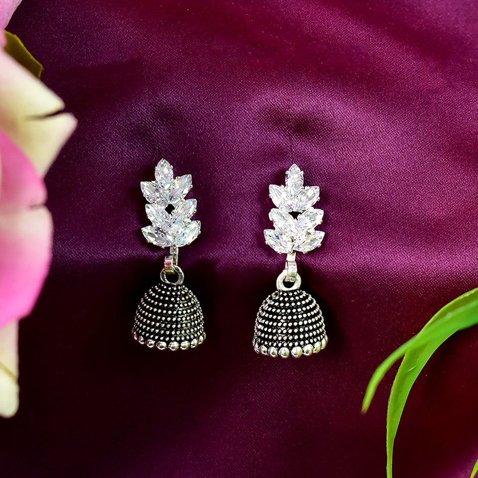 Silver-Toned Dome Shaped Jhumkas Earrings