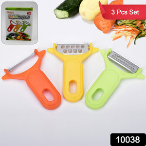 Peeler Slicers Shredders for Fruits and Vegetables, Cutter, Grater Kitchen Helper, Potato Fruits Peeler, Stainless Steel Sharp Blade with Non-Slip Handle (3 Pcs Set)