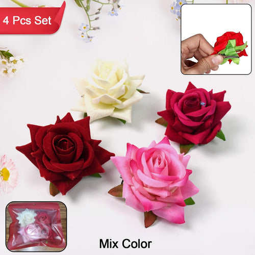 Colourful Flowing Flower Hair Pin (4 Pcs Set / Mix Color)