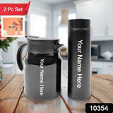 Customized / Personalized Thermal Coffee Carafe Tea Pot & Water Bottles, with LED Display (Bottle 500 ML & Pot 1000 ML / 2 Pc)