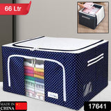 17641 Foldable Steel Frame Clothes Living Storage Organizer Handled Bag Box For Large Size Bedding Blankets Women Saree Toys  Cloth Storage Box  Bag (66 Liter)