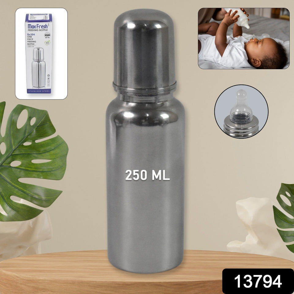 Stainless Steel Baby Feeding Bottle, Milk Feeding (250 ML)