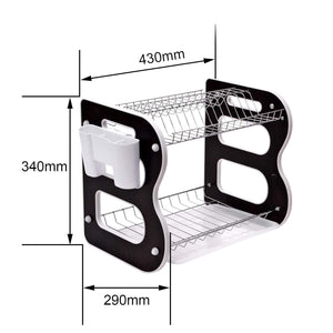 DISH DRAINER TWO LAYER DISH DRYING RACK WITH DRAIN BOARD