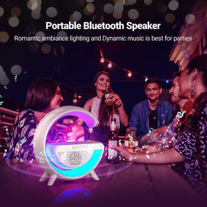 3-in-1 Multi-Function LED Night Lamp with Bluetooth Speaker, Wireless Charging, for Bedroom for Music, Party and Mood Lighting - Perfect Gift for All Occasions  blootuth speaker (Media Player)