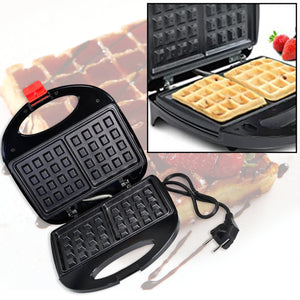 Waffle maker with non-stick plates, indicator lights, and square waffle shape