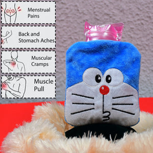 Doremon small Hot Water Bag with Cover for Pain Relief, Neck, Shoulder Pain and Hand, Feet Warmer, Menstrual Cramps.