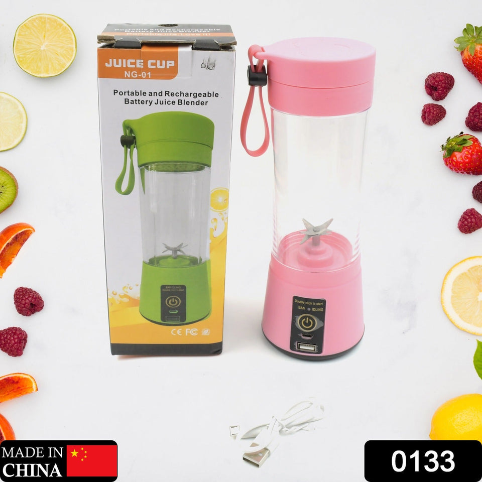 Multi-Purpose Portable USB Electric Juicer 6-Blades, Protein Shaker, Blender Mixer Cup (380 ML)