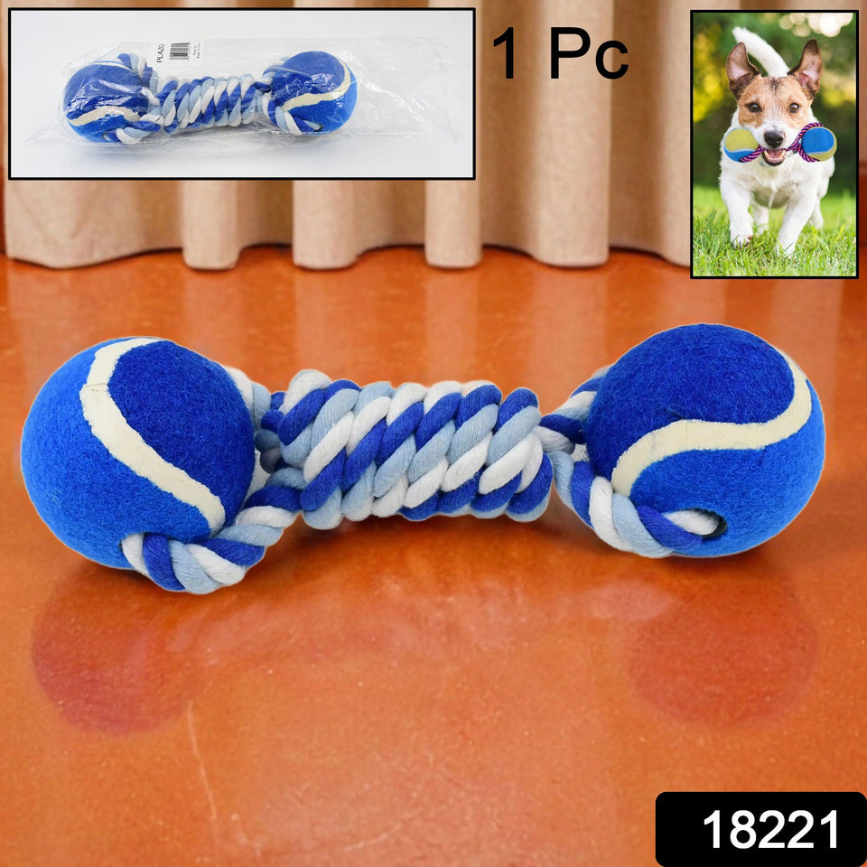 Durable Cotton Rope Dog Toy Two-Way Ball Design (1 Pc)