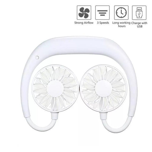 875 Portable Usb Battery Rechargeable Mini Fan - Headphone Design Wearable Neckband Fan