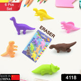 Dinosaur Shaped Erasers Animal Erasers for Kids, Dinosaur Erasers Puzzle 3D Eraser, Mini Eraser Dinosaur Toys, Desk Pets for Students Classroom Prizes Class Rewards Party Favors (6 Pcs Set )