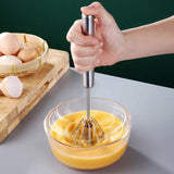 Medium Stainless Steel Egg Whisk Hand Push Rotary Whisk Blender (1 Pc  30 Cm)