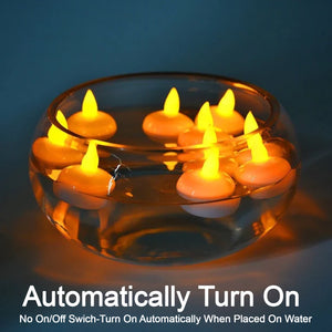 6432 Set Of 12 Flameless Floating Candles Battery Operated Tea Lights Tealight Candle - Decorative Wedding.