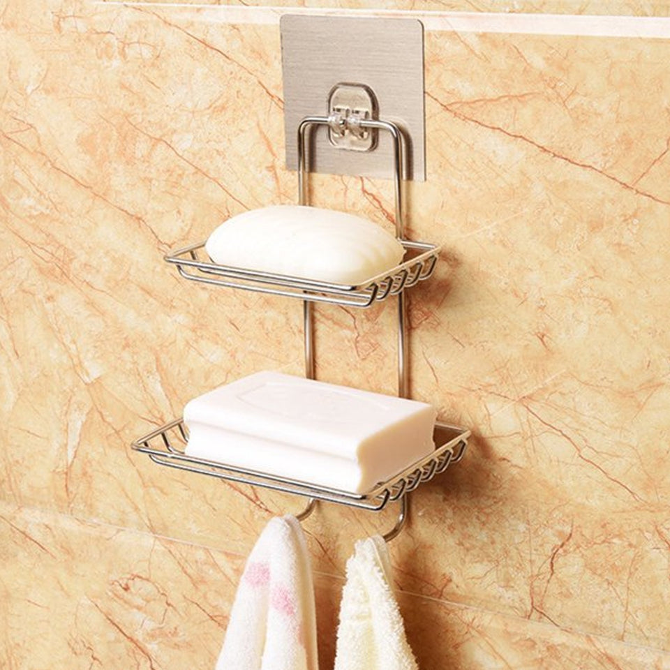 1763 Kitchen Bathroom Soaps Storage Rack With 2 Hook For Home