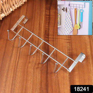 Steel Over The Door Wall Hanger 5 Hook Cabinet Rack (1 Pc)