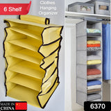 6 Shelf Hanging Closet Organizer, Space Saver, Sweater & Clothing Shelves, Breathable Material Keeps Away Dust & Odors,