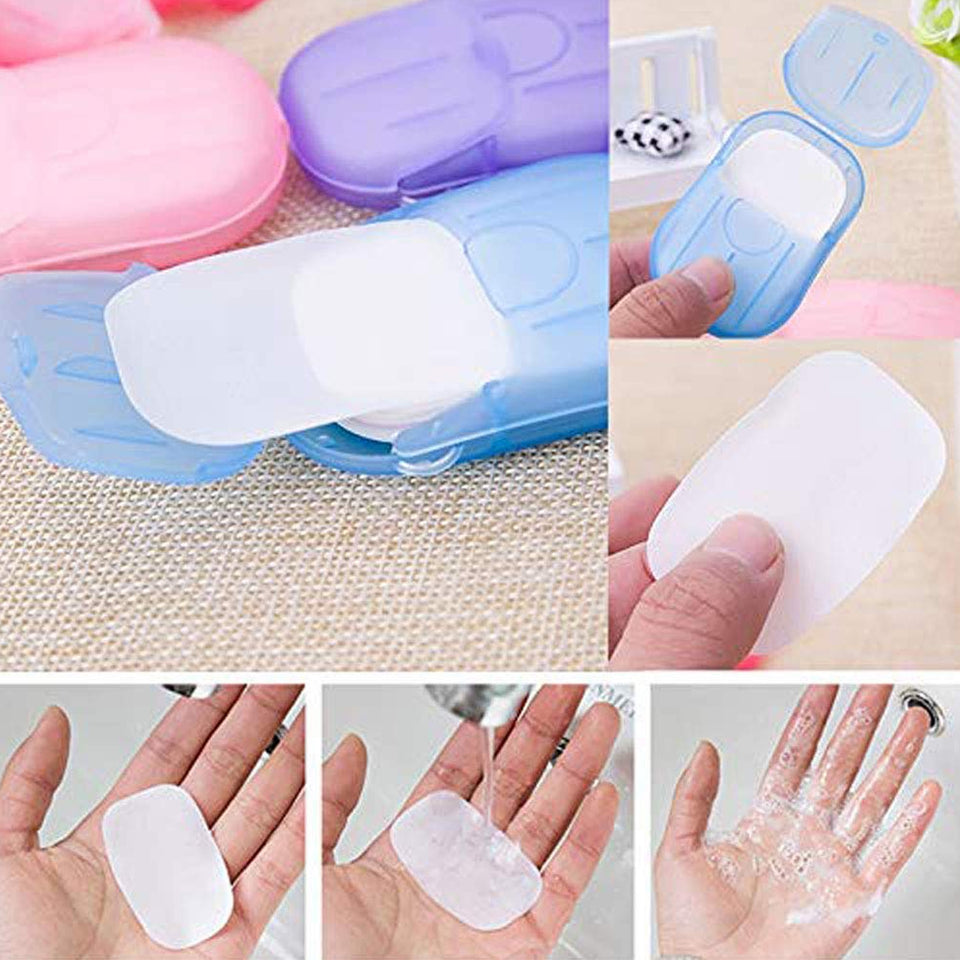 Portable Easy Carry Travel Paper Soap Sheet With Mini Box (20 Sheets In A Pack Approx  Mix Color)