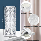 6604 Crystal Touch Night Light (16 Colors) - Rose Diamond Table Lamp With Remote Control Usb Table Lamp Romantic Date Lighting Decor For Festival Bedroom Dining Room
