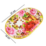 Small Plastic Flower Printed Design Serving Tray (1 Pc  27 X 18 Cm)