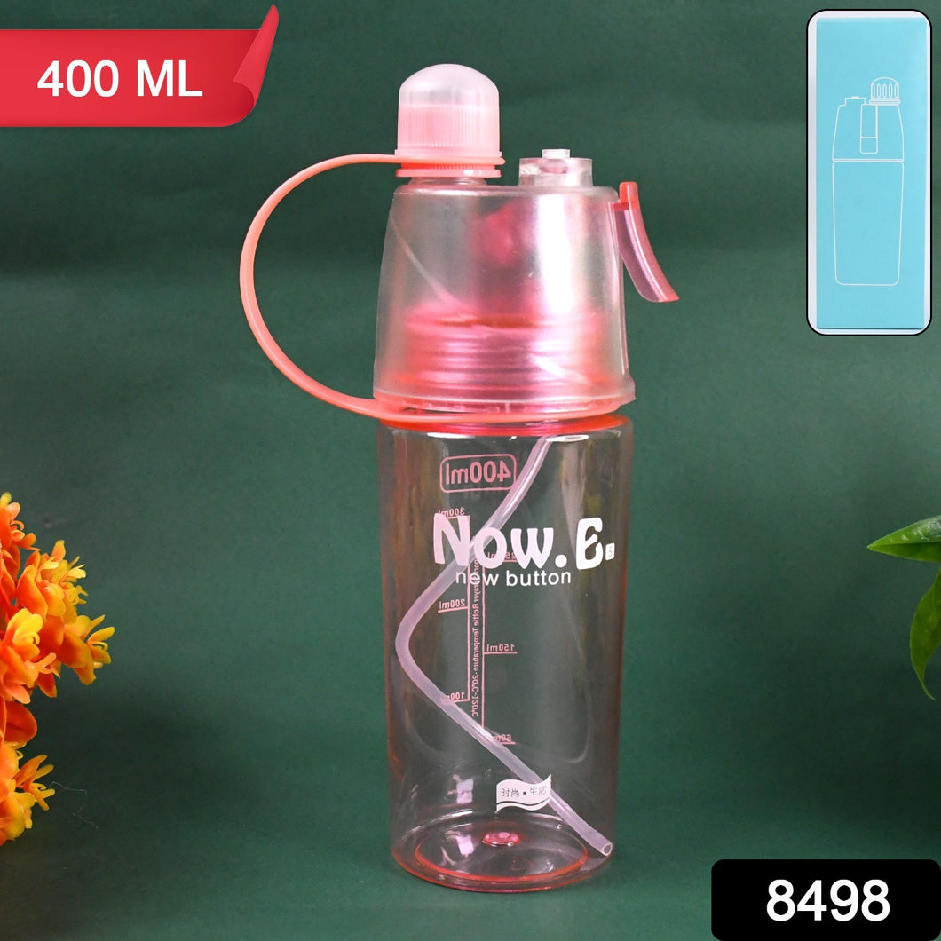 Plastic 2 In 1 Mist Spray Water Bottle (Multicolor  400 Ml  1 Pc)