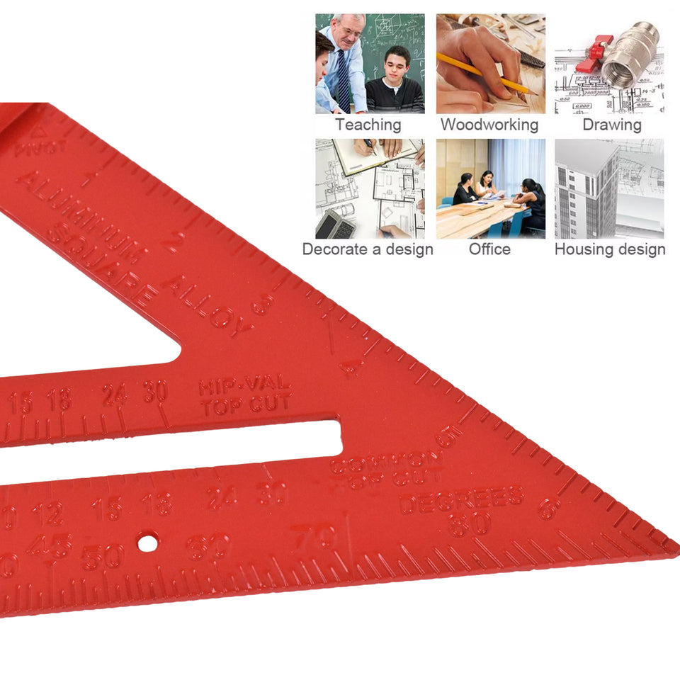 Double Side Scale Triangle  Ruler Measurement Hand Tool (1 Pc  Red)