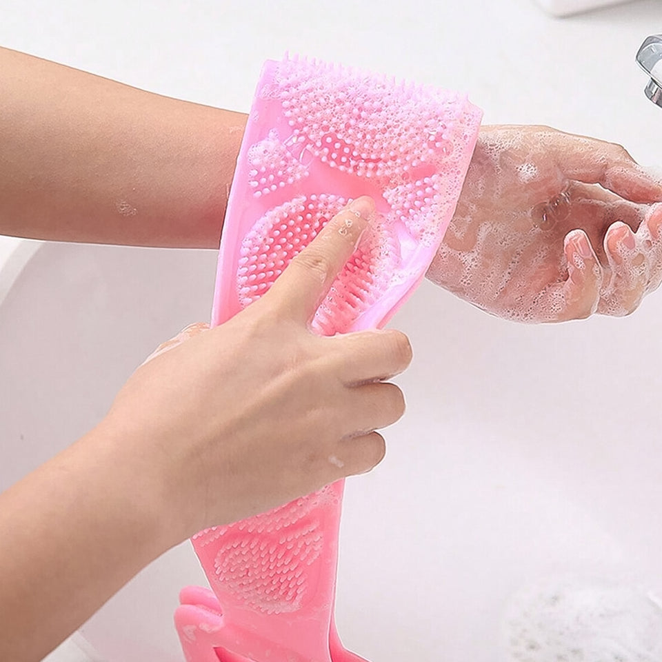 Silicone Body Back Scrubber Double Side Bathing Brush For Skin Deep Cleaning Massage Dead Skin Removal (101 Gm  Medium Size 1pc)