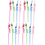Childrens Plastic Straws Reusable Plastic Straws (12 Pcs Set  Mix Design)