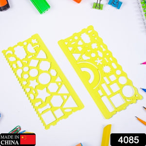4085 Clear Green Circle Triangle Square Rectangle Template Drawing Ruler Scale Suitable For School  Drawing Use ( 2pc )