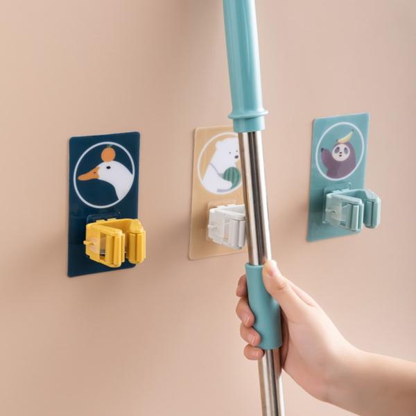 1633 Magic Sticker Series Self Adhesive Mop And Broom Holder