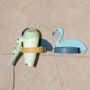 Hair Dryer Wall Mount Holder Organiser Stand With Hooks For Bathroom Storage